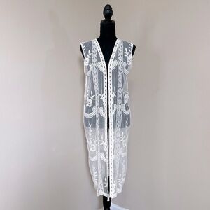 Amber Skies Lace Coverup Womens Cream Medium bohemian